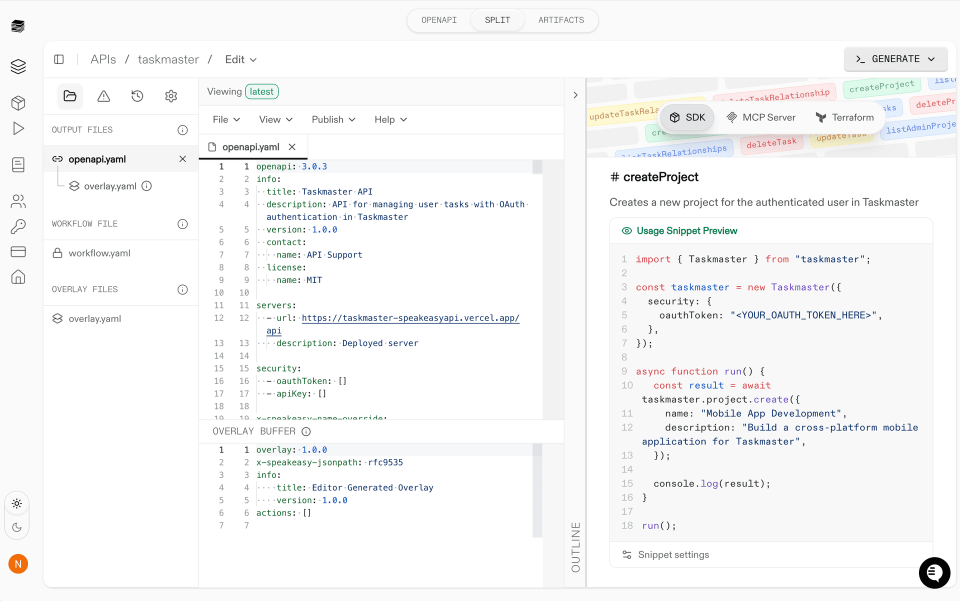 Screenshot of split-pane editor with source on left and SDK preview on right