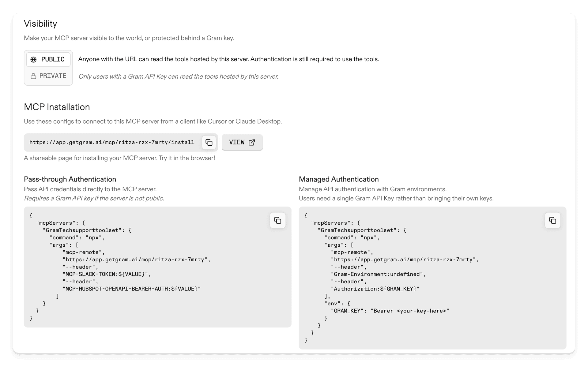 Gram passthrough authentication