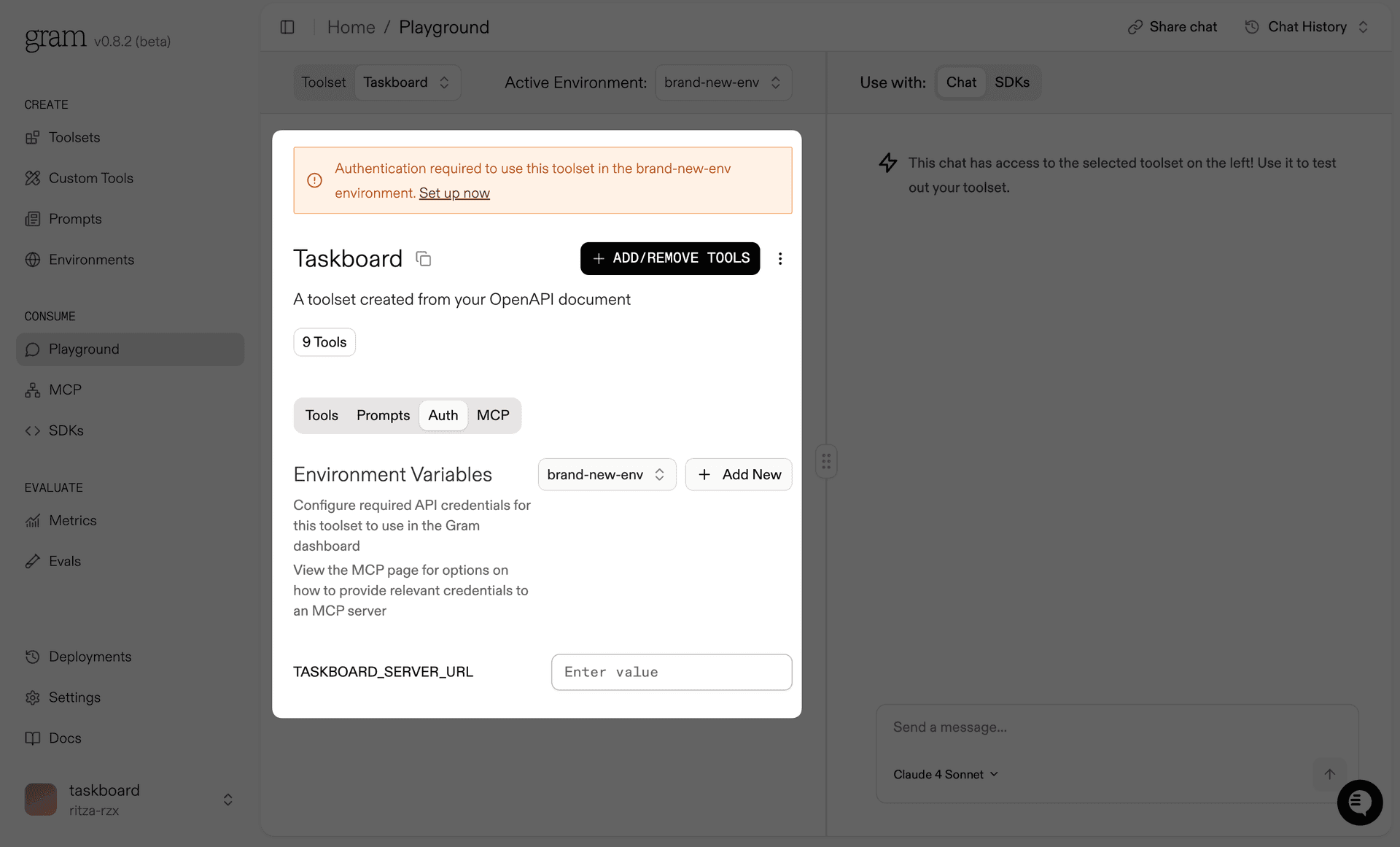 Gram warnings about missing environment variables