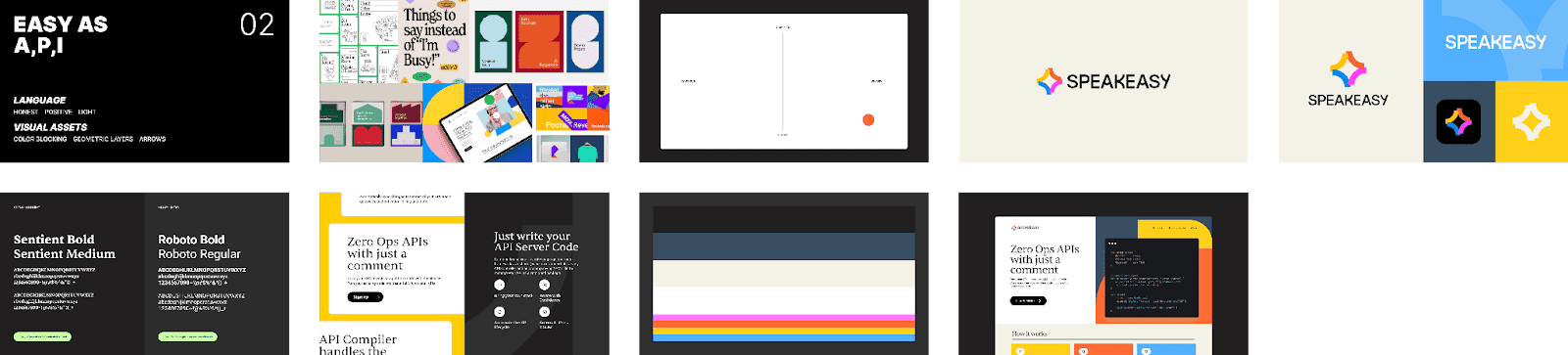 Sixth variations of different web pages with different colors and designs for Speakeasy.